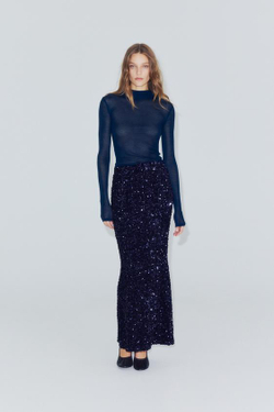 ZARA ДЛИННАЯ ЮБКА С ПАЙЕТКАМИ, СИНИЙ/ЧЕРНЫЙ