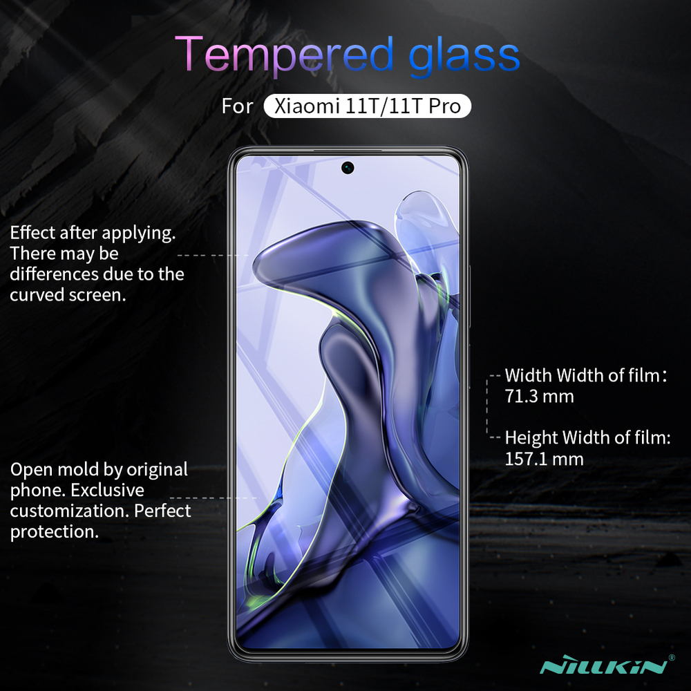 Защитное стекло с прозрачными рамками от Nillkin для Xiaomi 11T и 11T Pro, серия H+Pro Anti-Explosion Glass Screen Protector