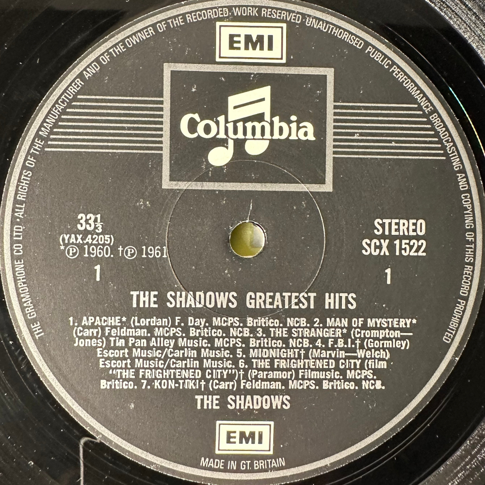 The Shadows ‎– The Shadows' Greatest Hits (Англия)