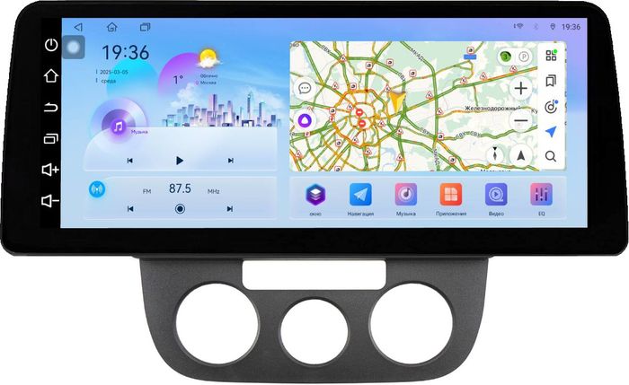 Магнитола для Volkswagen Jetta 5 2005-2010 (кондиционер) - FarCar монитор 12.3" 2K QLED на Android 14, Быстрая, CarPlay, 4G SIM-слот