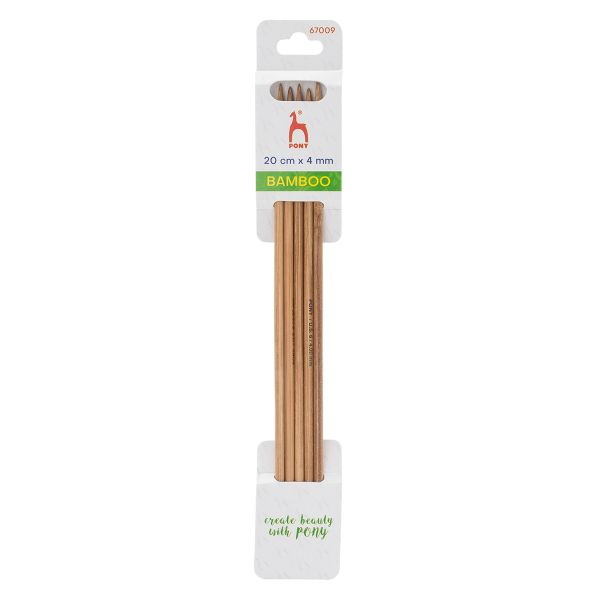 Спицы чулочные (носочные) Pony Bamboo ⌀4.0 мм, 20 см, 5 шт, бамбук, 67009