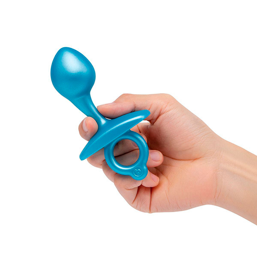 Голубая анальная пробка для массажа простаты 10,7см b-Vibe Bulb Silicone Prostate Plug BV-078