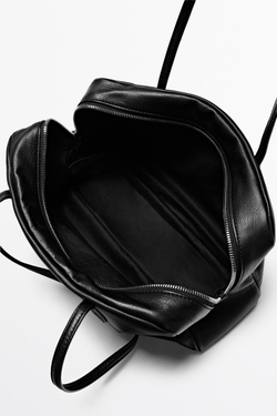 Massimo Dutti Миниатюрная цилиндрическая сумка из кожи наппа, черный