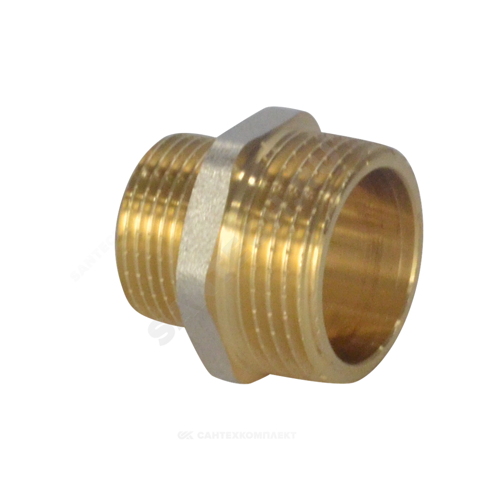Ниппель латунь никель переходной Ду 50х25 (2"х1") НР 9023 ГОСТ 32585-2013 Aquasfera 9023-12