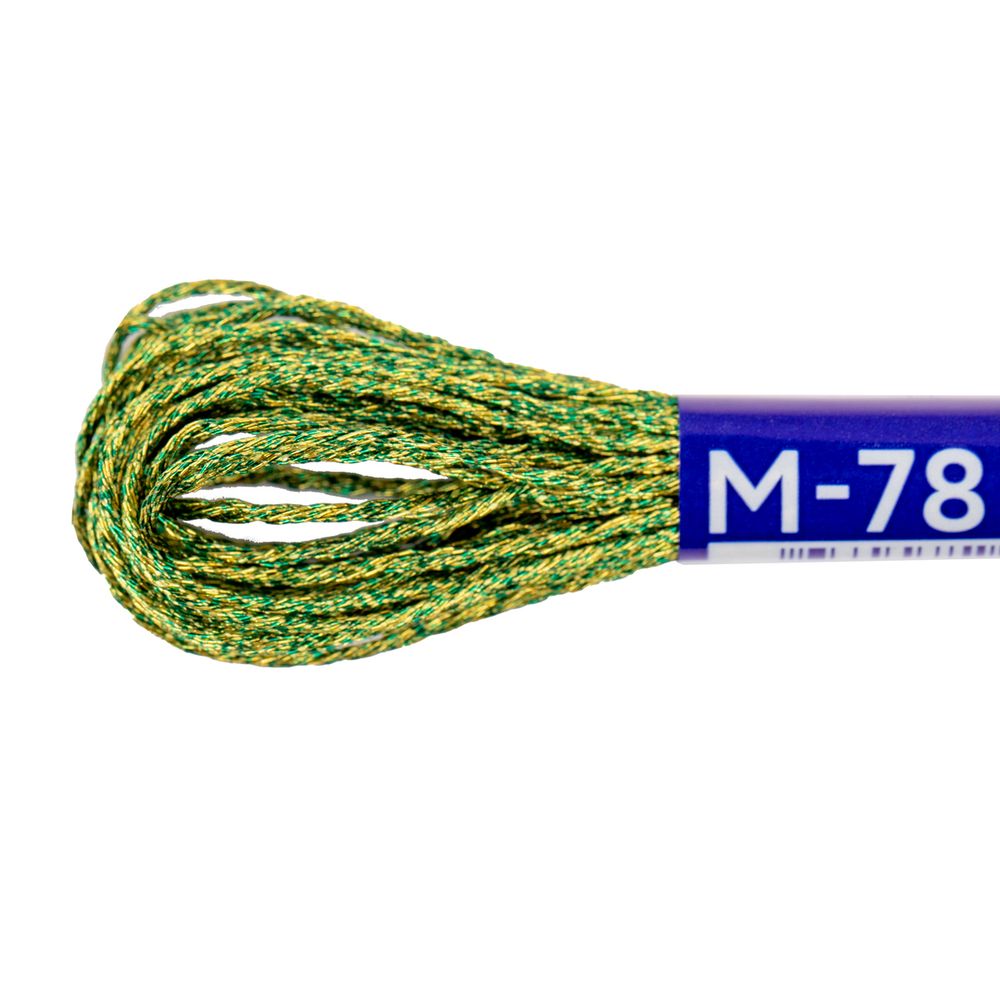 Мулине Gamma металлик NM 12 мотков по 8 метров, M-78 зеленый/золотистый, Gamma MOULINE