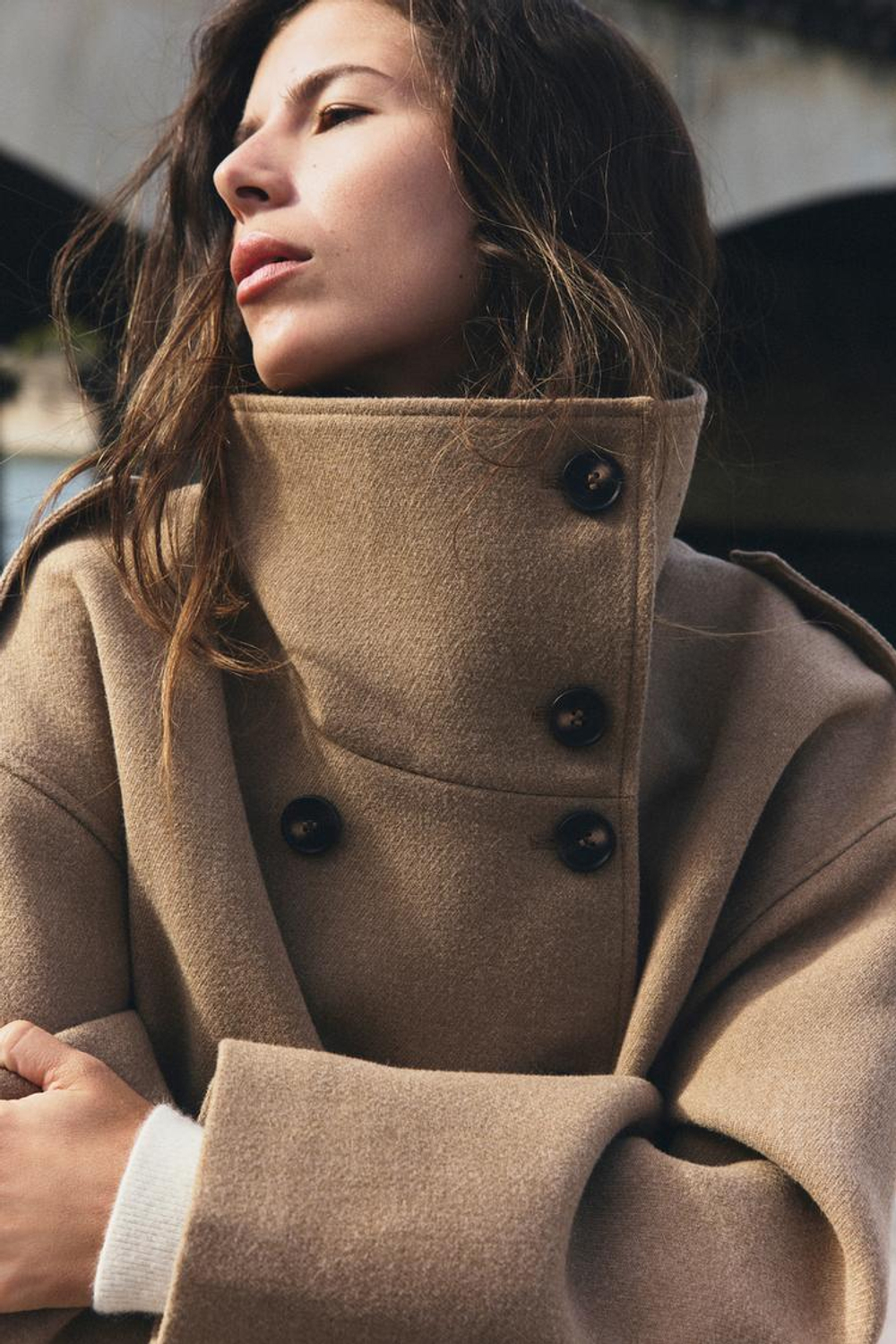 ZARA КОРОТКО ПАЛЬТО С ПОЯСОМ, РЫЖЕВАТО-КОРИЧНЕВЫЙ