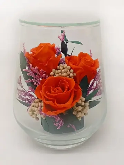 натуральные кустовые розы в стекле, вакуум*