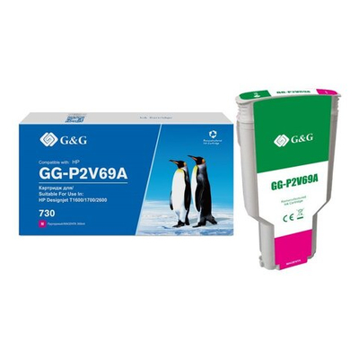 Картридж G&G аналог HP P2V69A (730) для DesignJet T1600/T1700/T2600, пурпурный (300мл)