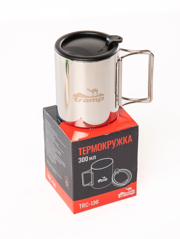 Кружка Tramp 300 мл складные ручки, поильник TRC-136 Стальной
