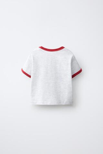ZARA ФУТБОЛКА С КОНТРАСТНОЙ ОТДЕЛКОЙ, СЕРЫЙ МЕЛАНЖ