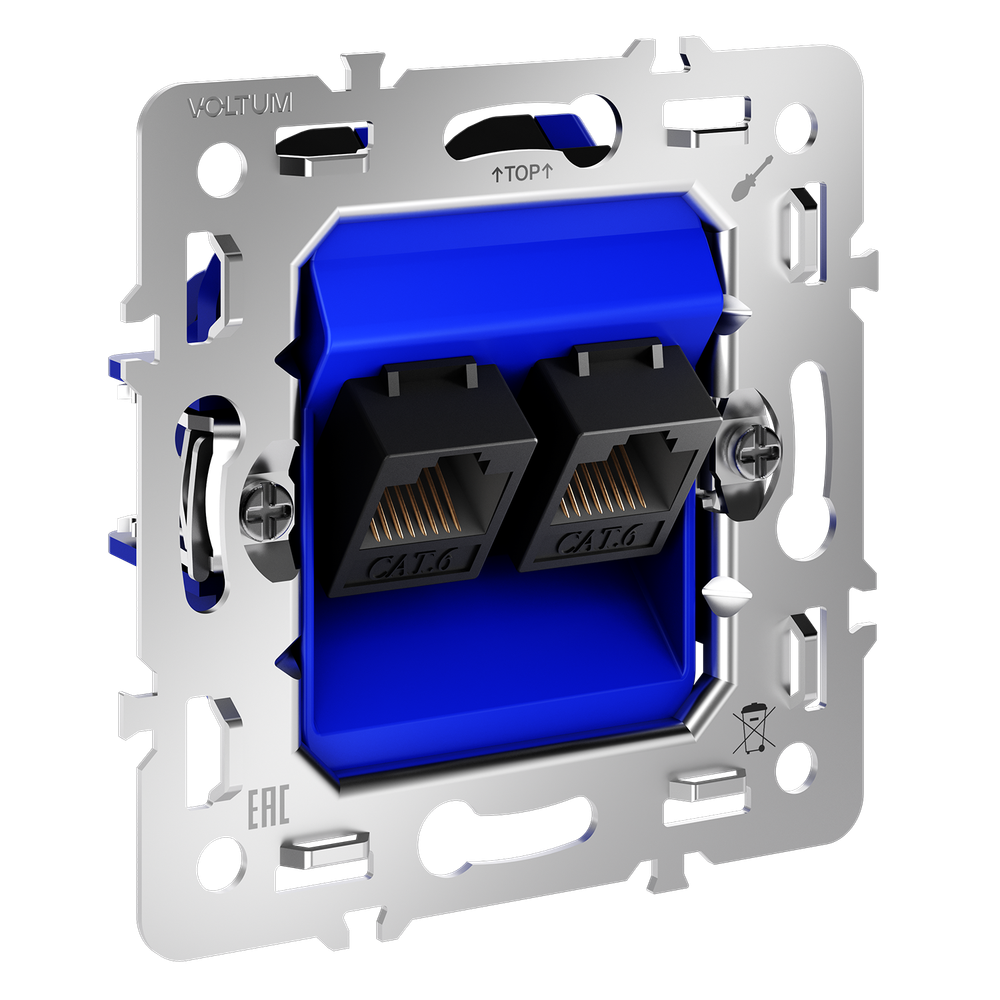 Механизм розетки компьютерной двойной RJ45+RJ45 кат.6, S70