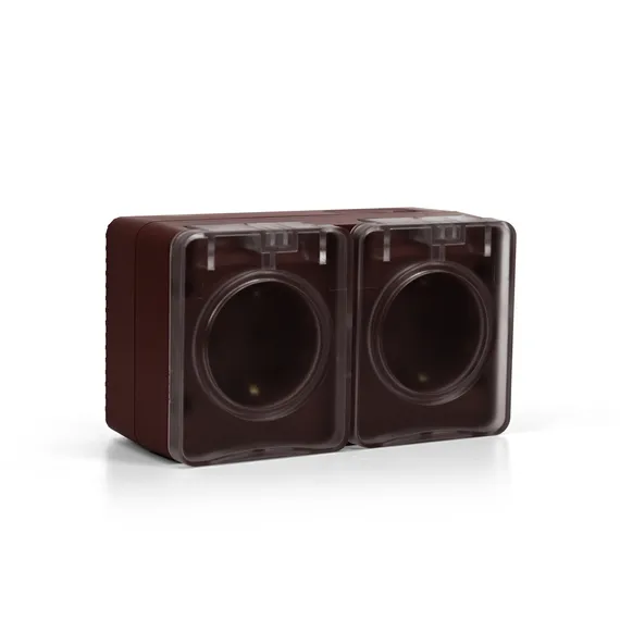 Розетка двойная с крышкой IP54 Systeme Electric AtlasDesign Profi54 Коричневый ATN546026