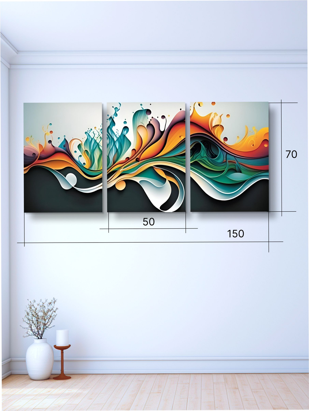 Картина Столкновение цветов модульная 50x70см 3шт.