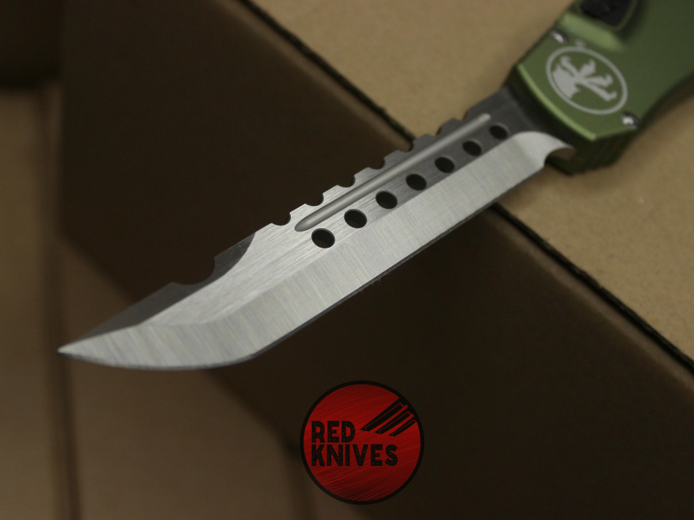 Нож Microtech Halo 6 H/E - зеленая рукоять, клинок сатин