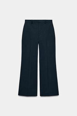 ZARA БРЮКИ С ЗАУТЮЖЕННЫМИ СТРЕЛКАМИ — ZW COLLECTION, МОРСКОЙ ТЕМНО-СИНИЙ