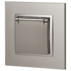 Розетка ЭРА Elegance 14-2103-16 с заземлением 2P+E Schuko со шторками с крышкой 16А-250В титан | Эра Elegance