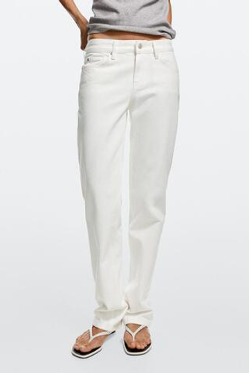 Massimo Dutti Джинсы прямого кроя с низкой посадкой, экрю