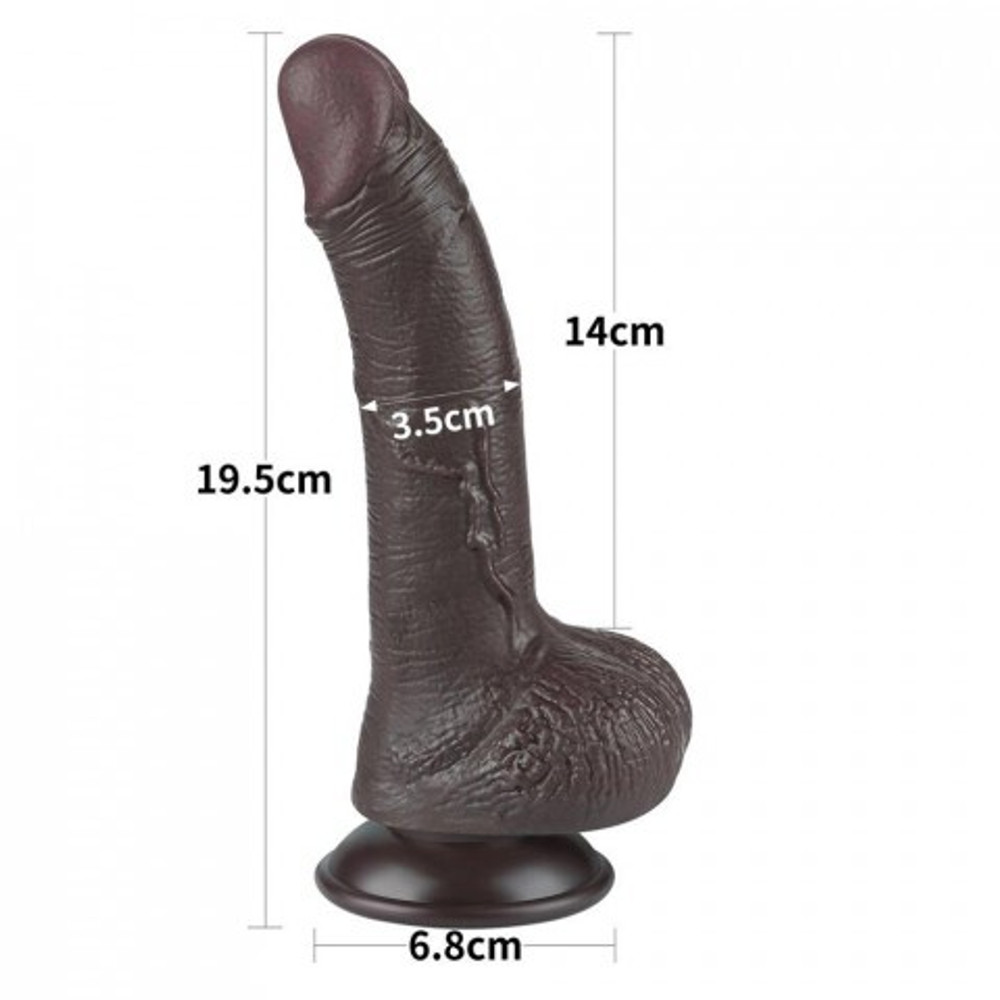 Реалистичный фаллоимитатор Lovetoy Sliding Skin (19,5×3,5 см) с двойной плотностью черный