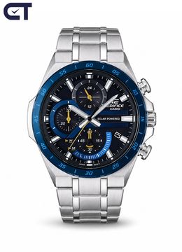 CASIO EQS-920DB-2AVUDF EDIFICE мужские наручные часы — крупный солнечный хронограф с синим циферблатом