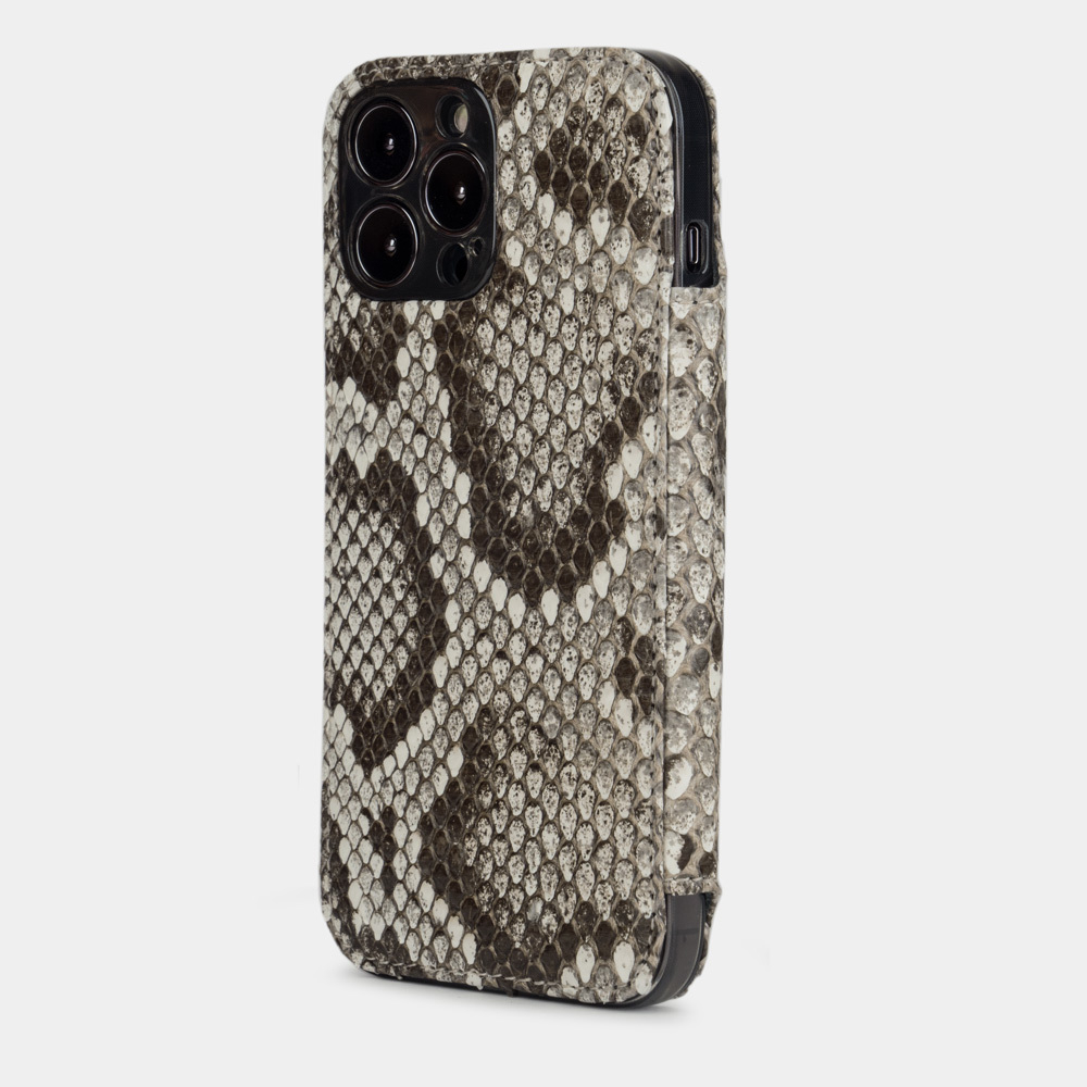 Чехол Benoit для iPhone 13 Pro из кожи питона серого цвета