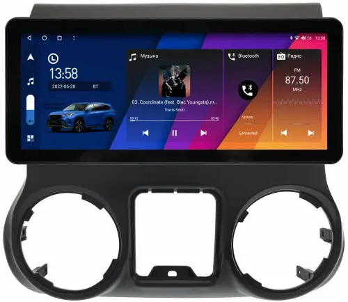 Магнитола для Jeep Wrangler 2010-2014 - Canbox H-Line 1294 монитор 12.3" QLED в стиле Audi на Android 10, Быстрая, ТОП-процессор, CarPlay, 4G SIM-слот
