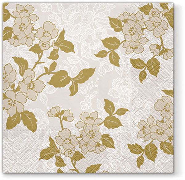 Салфетки 3-слойные для декупажа Sagen Vintage Design Lunch PAW Decor Collection Цветок (золото)