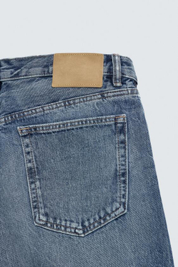 ZARA ДЖИНСОВЫЕ БЕРМУДЫ STRAIGHT FIT, СИНИЙ