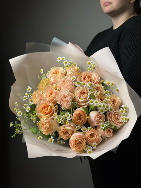 Дуо букет «Роза и ромашка»