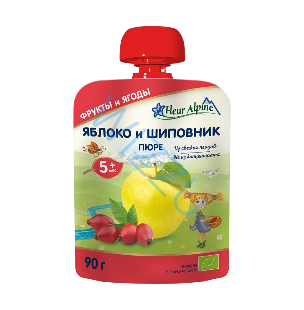 Пюре фруктовое Fleur Alpine Organic Яблоко-Шиповник, 90 г