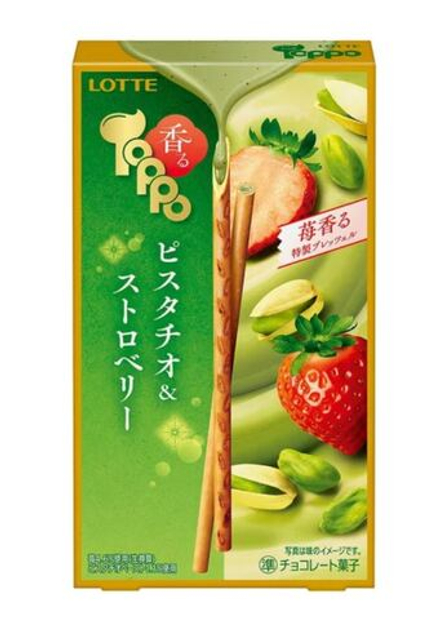 Палочки шоколадные Toppo со вкусом фисташки и клубники Lotte, 72 гр