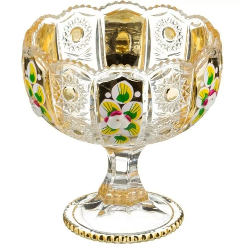 Конфетница на ножке "LEFARD GOLD GLASS" диаметр=12,5 см высота=13 см