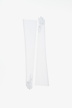 ZARA X JOHN GALLIANO ДЛИННЫЕ ПЕРЧАТКИ ИЗ ПОЛУПРОЗРАЧНОЙ ТКАНИ, БЕЛЫЙ