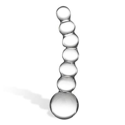 Изогнутый прозрачный стимулятор Beaded Dildo - 13 см. (Цвет: прозрачный)