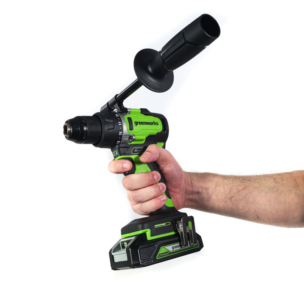 Дрель-шуруповерт аккумуляторная Greenworks GD24DD90 Арт. 3707507, 24V, 90 Нм, бесщеточная, без АКБ и ЗУ