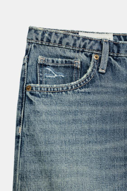 ZARA ДЖИНСОВАЯ ЮБКА МИДИ TRF, СИНИЙ