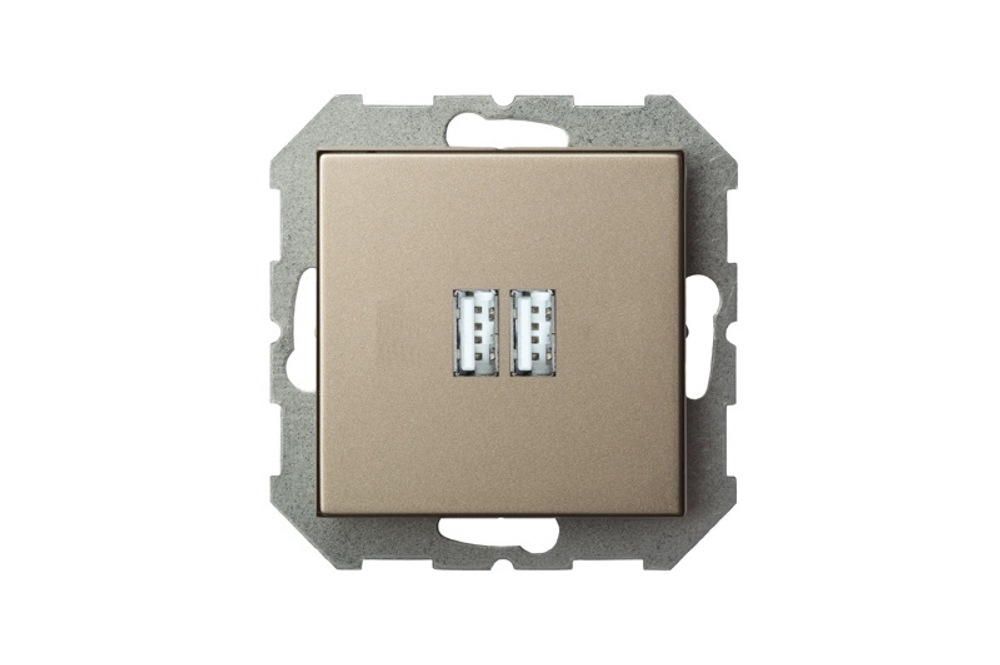 Устройство зарядное USB (A+A) 3,4А, шампань, Classic
