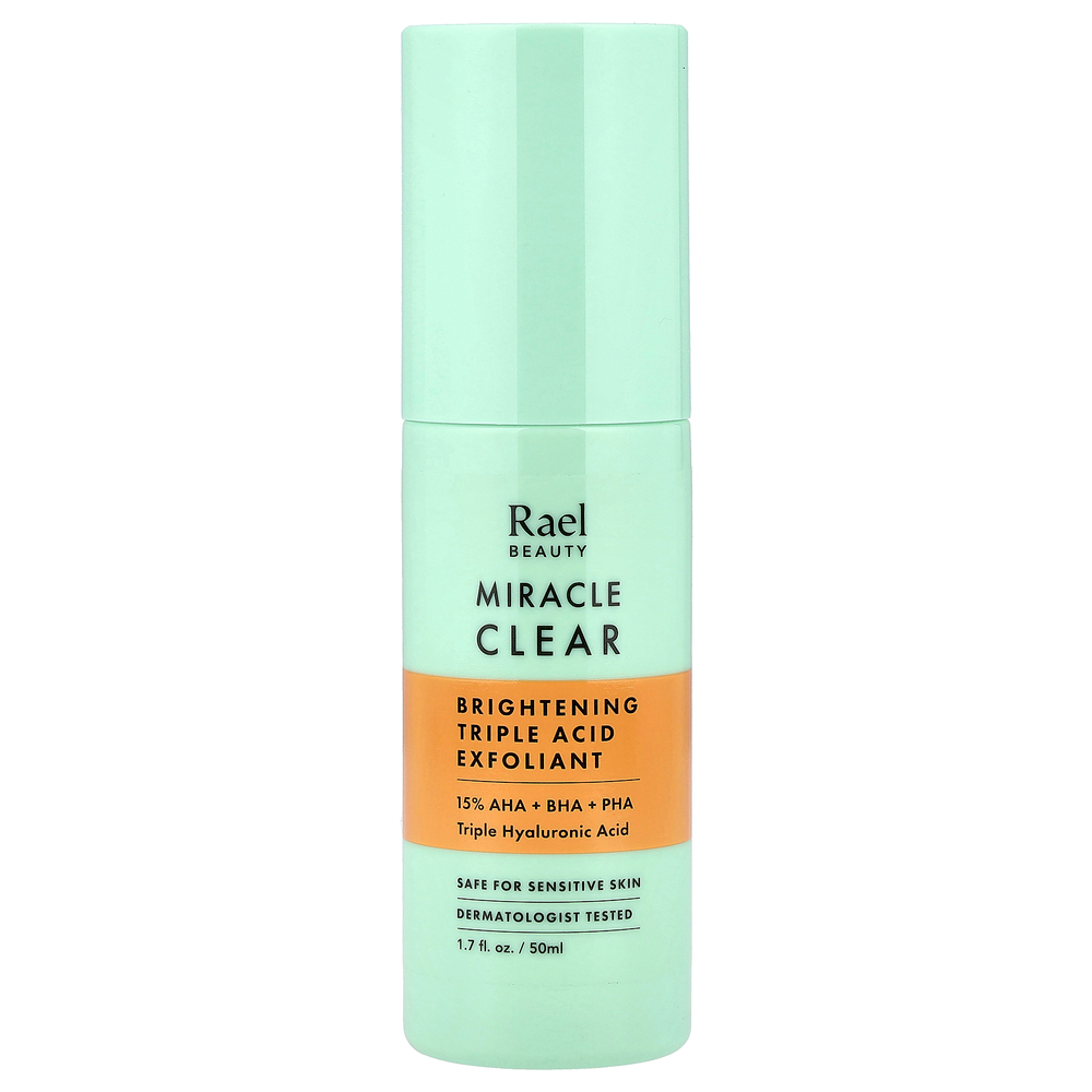Rael, Miracle Clear, осветляющий эксфолиант с тройными кислотами, без отдушки, 50 мл (1,7 жидк. унции)