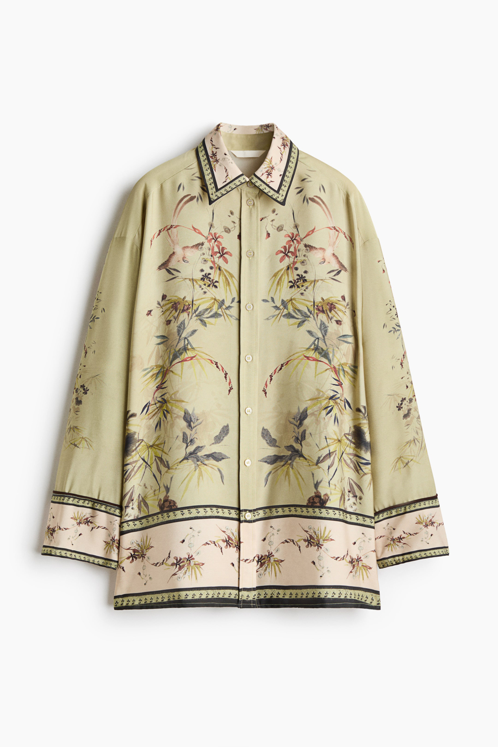 Удлиненная рубашка оверсайз с узором и широкими манжетами - H&M
