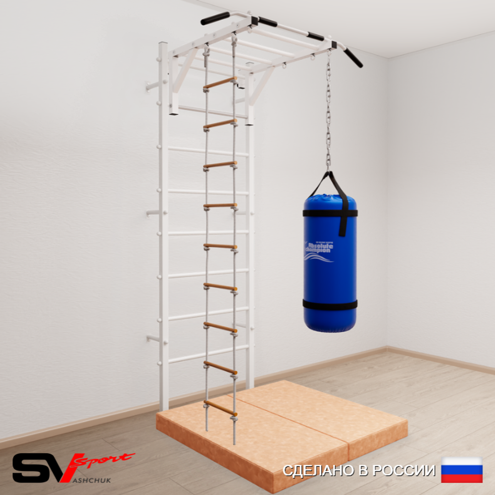 Шведская стенка Sv Sport усиленная 6316 (Турник рукоход/Лестница/Цепь/Мешок 22кг/Мат 1м)