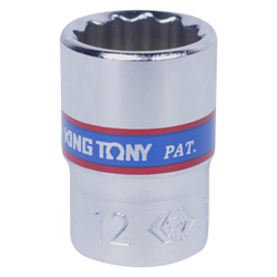 KING TONY (233012M) Головка торцевая стандартная двенадцатигранная 1/4", 12 мм