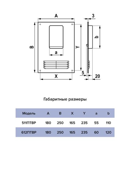 Площадка торцевая ПТВР фланец 55х110 вертикальная решетка 180х250 пластик ERA