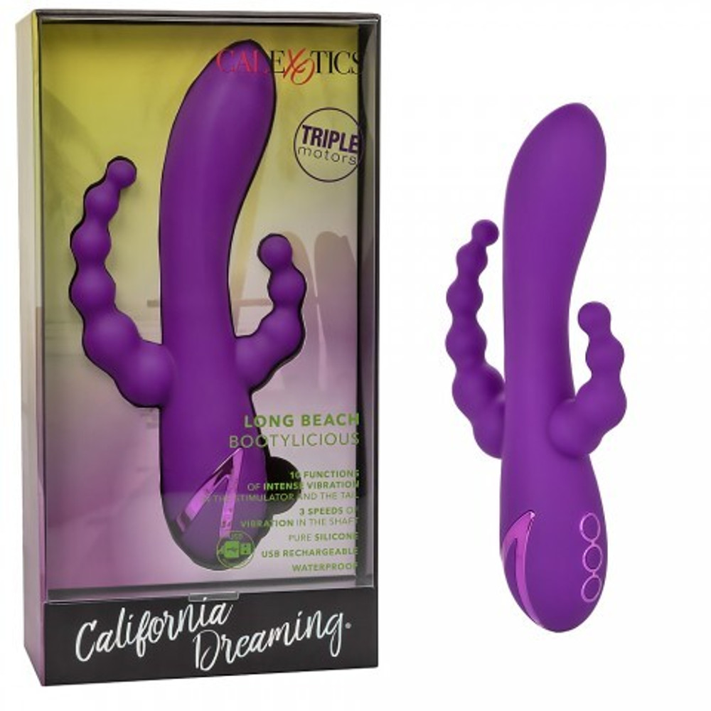 Вибромассажер с тройной стимуляцией CalExotics California Dreaming Long Beach Bootylicious (11.5 см х 3.25 см)
