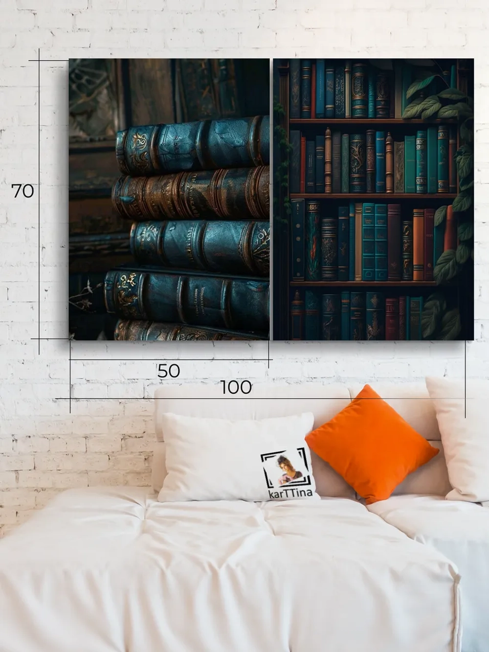 Картина Тайны забытых томов модульная 50x70см 2шт.