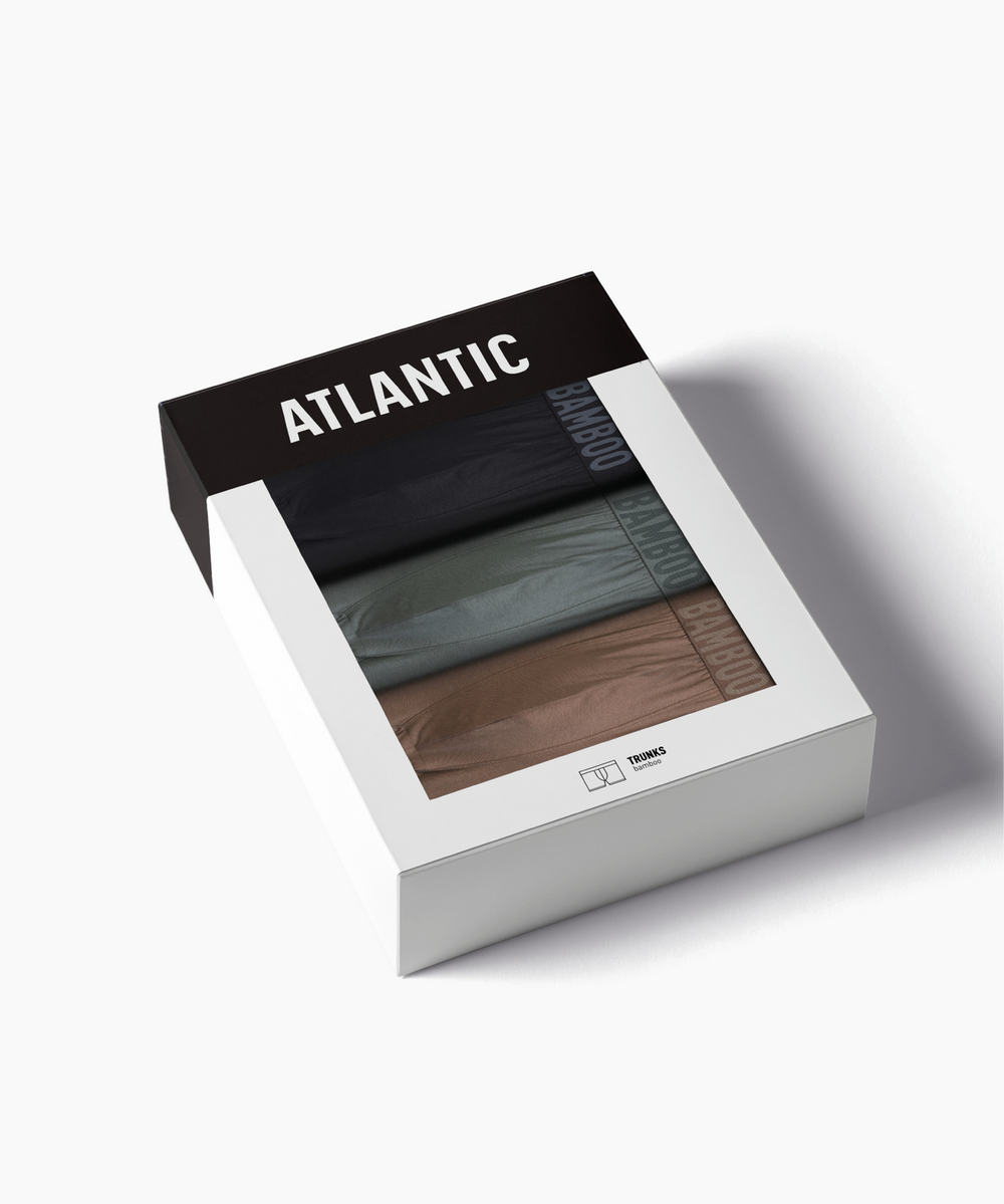 Мужские трусы шорты Atlantic, набор из 3 шт., бамбук, светлый хаки + черные + бежевые, 3MH-215