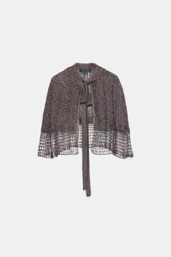 ZARA ТРИКОТАЖНАЯ НАКИДКА С БЛЕСТЯЩЕЙ НИТЬЮ, СЕРО-КОРИЧНЕВЫЙ
