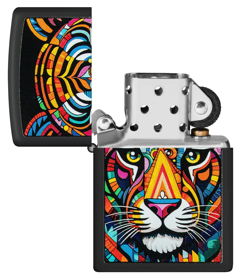 Зажигалка ZIPPO Tiger Stripes Design с покрытием Black Matte, латунь/сталь, черная, 38x13x57 мм, шт