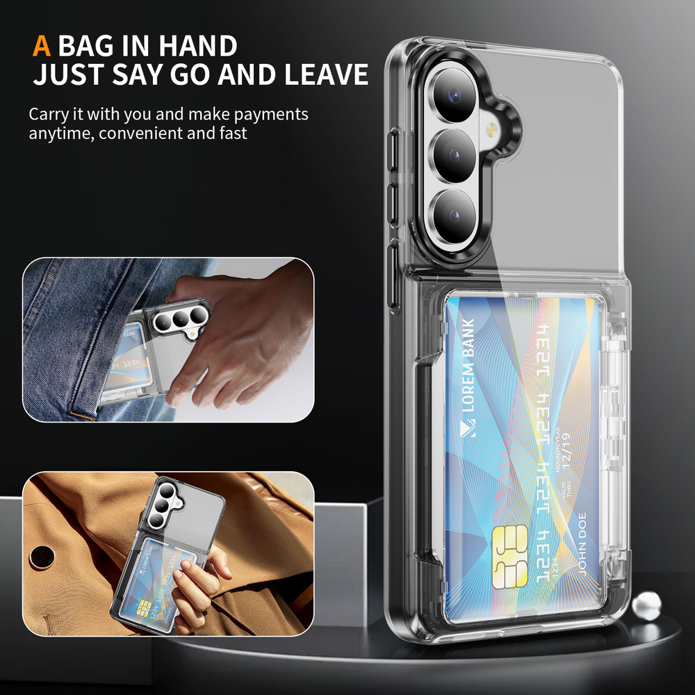 Прозрачный чехол Lumen Case с подставкой 2‑в‑1 и отделением для карт: Samsung Galaxy S25