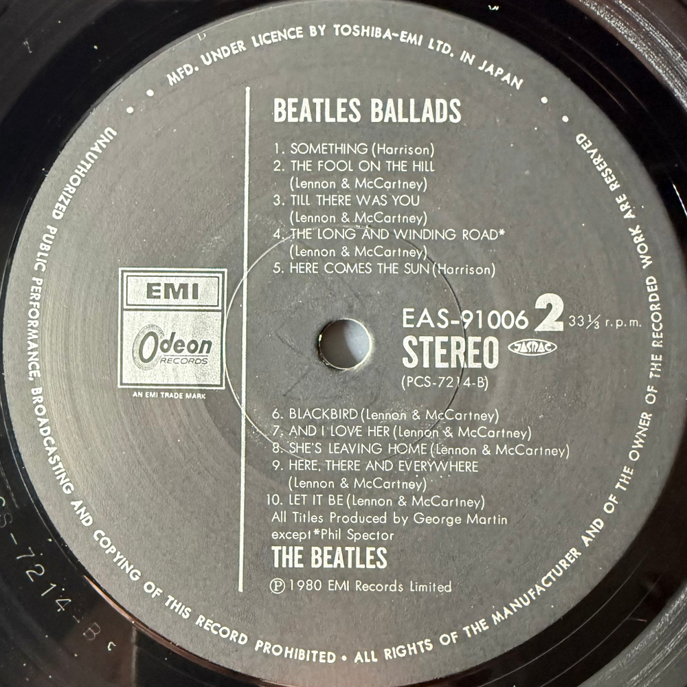 Виниловая пластинка The Beatles ‎– The Beatles Ballads LP