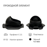 Комплект активной вентиляции: Вентиляционный выход D110 не утепленный высота H=500 мм, проходной элемент PROF-21 для металлопрофиля кровельного профнастила С21, турбодефлектор Ø 110 мм, черный