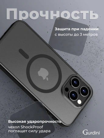 Чехол накладка iPhone 12 Pro Max 6.7" Gurdini Shockproof Case with Magsafe Black